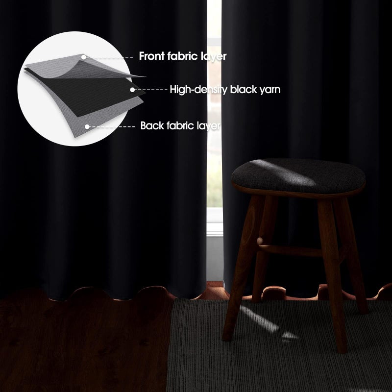 HOMEIDEAS ستائر تعتيم HOMEIDEAS لغرفة النوم 52 × 84 بوصة مجموعة من لوحين رمادي فاتح/رمادي ستائر تعتيم الغرفة/ستائر، ستائر نافذة عازلة للصوت حرارية مع حلقات للغرفة المعيشية - Image 3